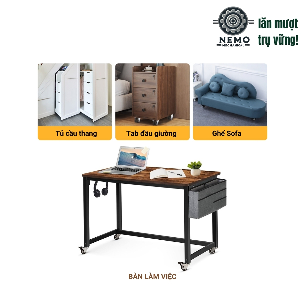 Bánh xe TPR nội thất, có ổ bi, gắn đồ nội thất, xe chòi chân trẻ em tải dưới 100kg